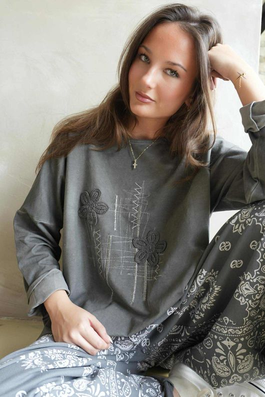 Original Hippie Sweatshirt Vintage Wash Charcoal /40=